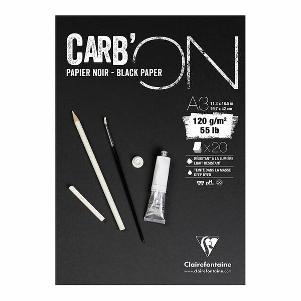 Clairefontaine Carbon Black Pad 120gsm 20 Sheets#Size_A3