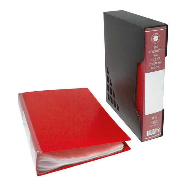 OSC Display Book A4 100 Pocket with Case#Colour_RED