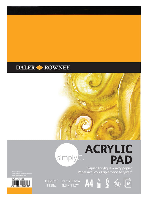 Daler Rowney Simply Acrylic Pad A4 190gsm 16 Sheet