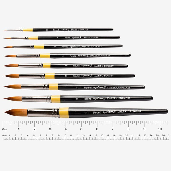 Daler Rowney System 3 S85 Round Synthetic Art Paint Brush#Size_3/0