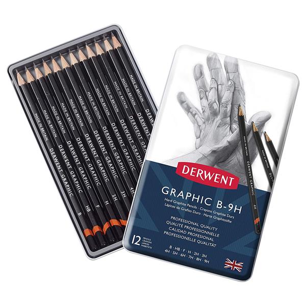 Derwent Graphic Pencils - Tin Of 12#Spectrum_HARD
