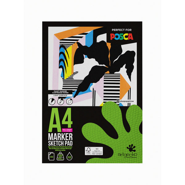 Artgecko Pro Marker Sketchpad 30 Sheets 250gsm White Paper#Size_A4