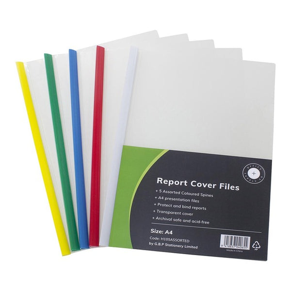 OSC Report Cover Clear A4 Spine - Pack of 5#Colour_ASSORTED