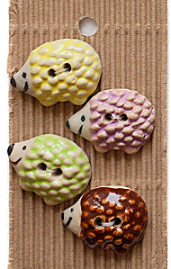 Incomparable Buttons - Large Hedgehogs L116 - Card of 4