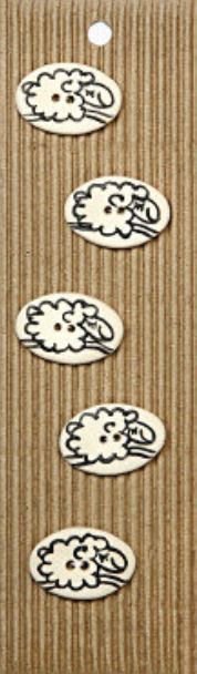 Incomparable Buttons - Oval Sheeps - Card of 5