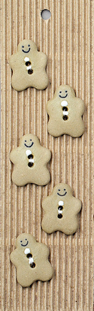 Incomparable Buttons - Gingerbread Men - Card of 5