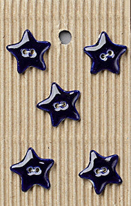 Incomparable Buttons - Navy Stars - Card of 5