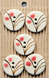 Incomparable Buttons - Cream & Pink - Card of 5