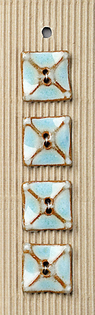 Incomparable Buttons - Square Aqua/Brown - Card of 4