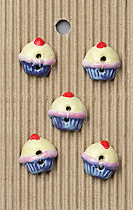 Incomparable Buttons - Small Blue Cupcakes - Card of 5