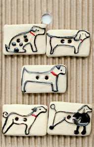 Incomparable Buttons - Square Dogs - Card of 5