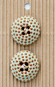 Incomparable Buttons - Aqua/brown Round Spot - Card of 2