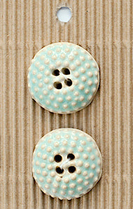 Incomparable Buttons - Round Aqua Spots - Card of 2