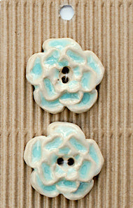 Incomparable Buttons - Aqua Flowers - Card of 2