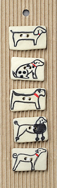 Incomparable Buttons - Oblong Dogs - Card of 5