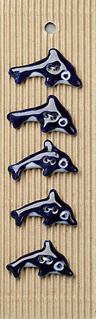 Incomparable Buttons - Dolphins - Card of 5