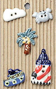 Incomparable Buttons - Seaside Themed - Card of 5