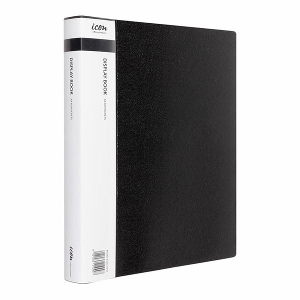 Icon Display Book A4 With Insert Spine 60 Pocket#Colour_BLACK