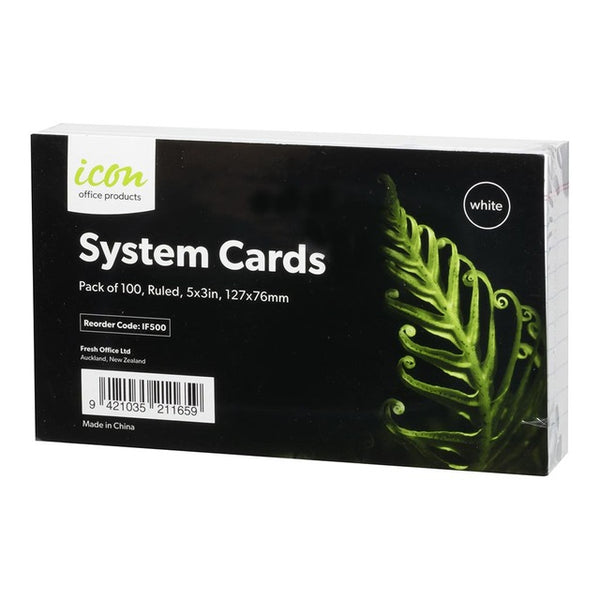 Icon System Cards Ruled White - Pack of 100#Size_5X3 INCH