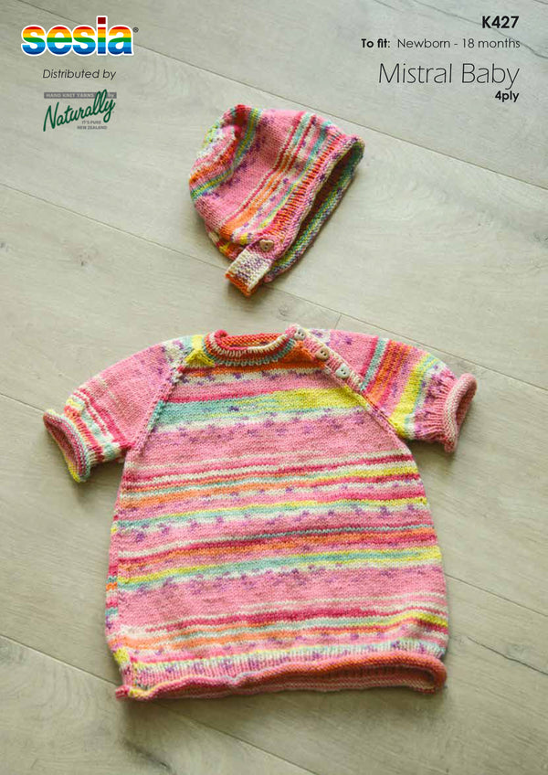 Naturally Pattern Leaflet Sesia Mistral Baby 4Ply Kids/Tunic + Hat