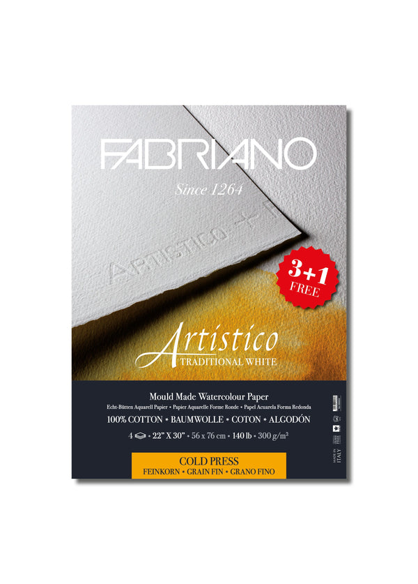 Fabriano Artistico 3+1 56x76cm 300gsm Traditional White#Paper Press_COLD PRESSED
