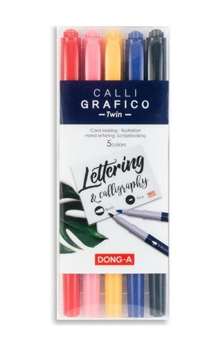 Dong A Calli Grafico Twin Brush Pen Chisel  Set of 5