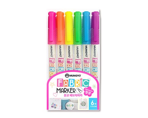 Mungyo Fluo Fabric Markers Pack Of 6