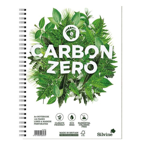 Silvine Carbon Zero Twin Wire Notebook 120 Pages Ruled with Margin#Size_A4
