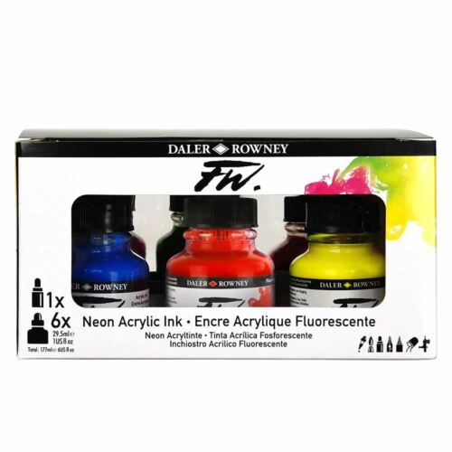 Daler Rowney Fw Artist Acrylic Neon Ink 29.5ml Set Of 6#Colour_NEON