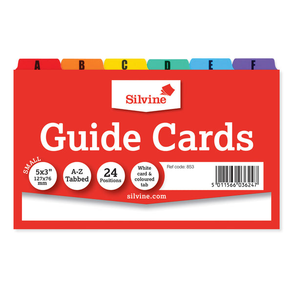 Silvine Guide Cards A-Z Coloured Tabs#Dimensions_5X3INCH