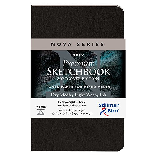 Stillman & Birn Nova Grey Soft Cover Sketch Book 150gsm#size_3.5X5.5 INCHES