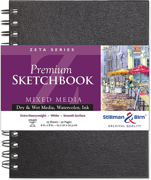 Stillman & Birn Zeta Spiral Sketch Book 270gsm 25 Sheet#size_6X8 INCHES