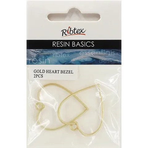 Ribtex UV Resin Bezel Heart - Pack of 2#Colour_GOLD