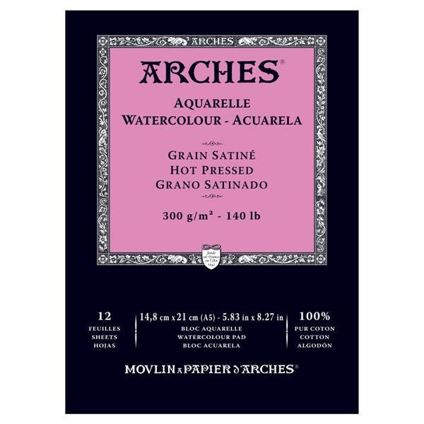 Arches Watercolour Natural White Pad 300gsm Hot Pressed 12 Sheets#size_14.8X21CM
