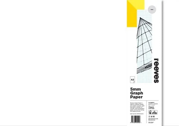 Reeves Graph 2mm 70gsm A2 Paper Pack Of 25 Sheets