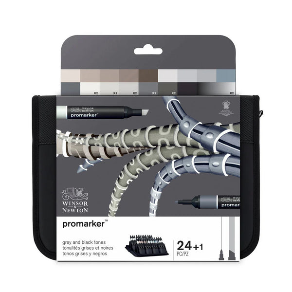 Winsor & Newton Promarkers Black & Grey Set Of 24