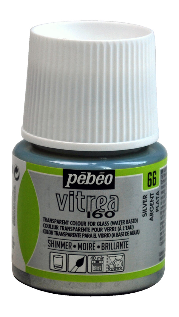 Pebeo Vitrea 160 Shimmer Paints 45ml#Colour_SILVER