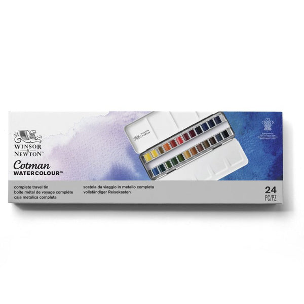 Winsor & Newton Cotman Watercolour Travel - Tin Of 24 Half Pans