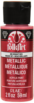 Folk Art Acrylic Metallic Craft Paint 2oz/59ml#Colour_BRIGHT RED