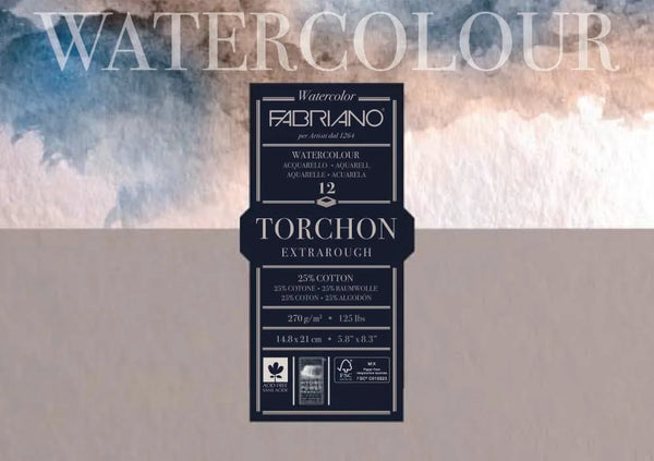 Fabriano Studio Watercolour 270gsm Rough 12 Sheet Pads#Size_A5