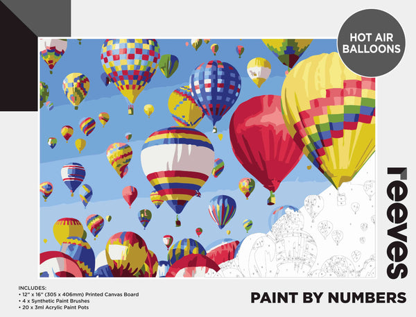 Reeves Paint By Numbers 12x16 Inch Hot Air Balloons