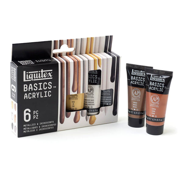 Liquitex Basics Acrylic Paints 22ml - Set Of 6 Metallic & Iridescent