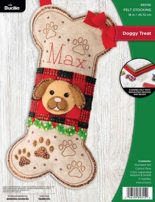 Bucilla 18" Applique Stocking Kit Doggy Treat