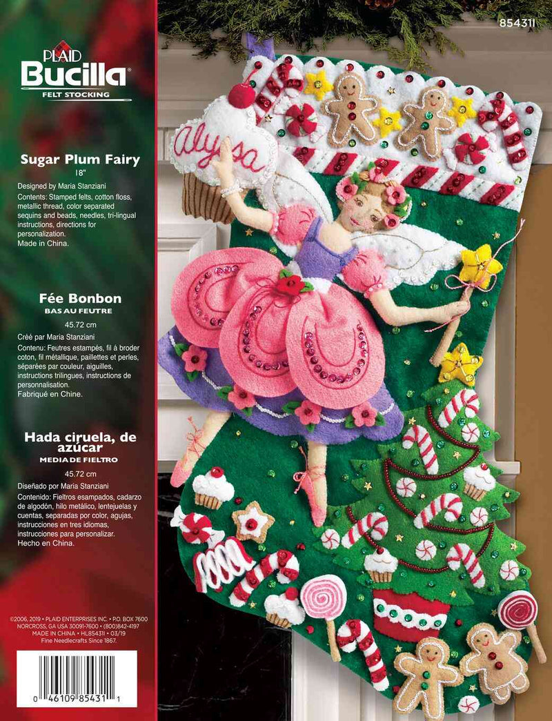 Bucilla 18" Applique Stocking Kit Sugar Plum Fairy