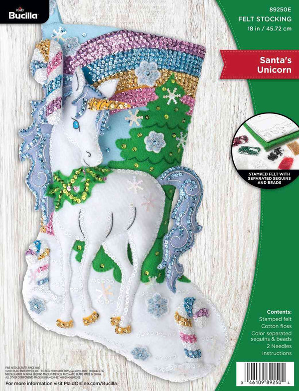 Bucilla 18" Applique Stocking Kit Santas Unicorn