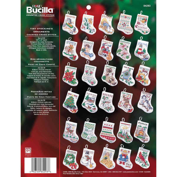 Bucilla Cross Stitch Ornaments Set Tiny Stockings