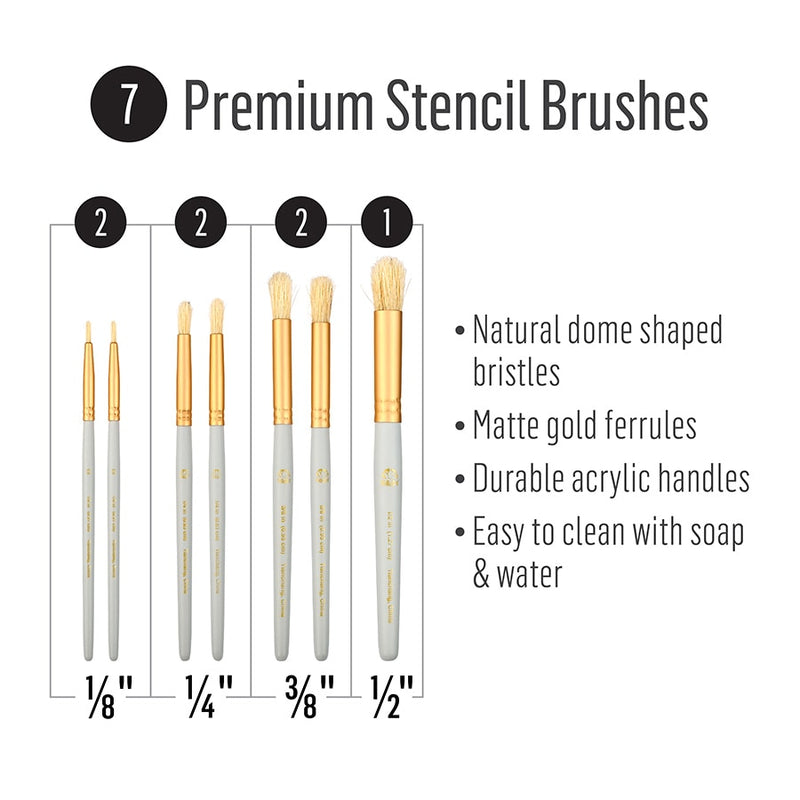 Folk Art Stencil Brush Set Of 7