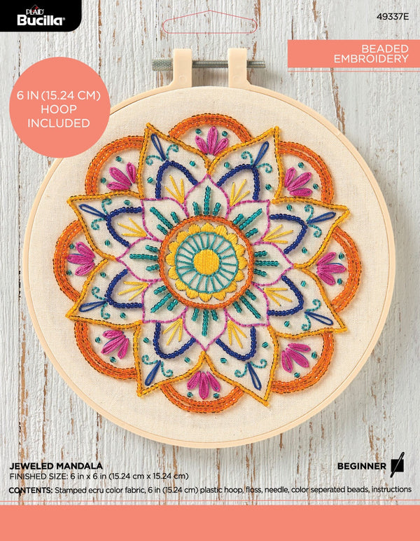 Bucilla Stamped Embroidery - Beaded Jeweled Mandala