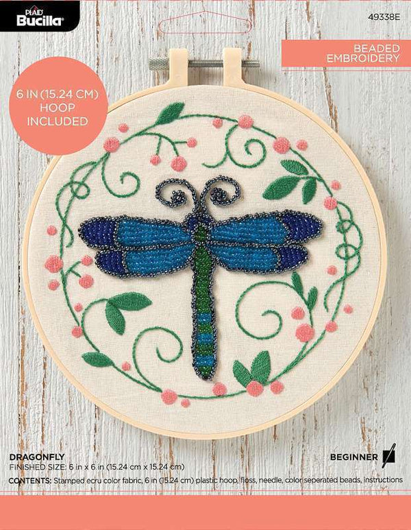 Bucilla Stamped Embroidery - Beaded Dragonfly