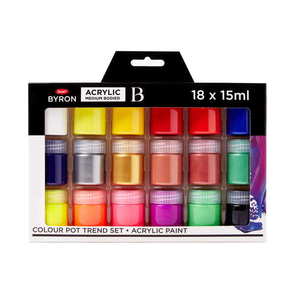 Jasart Byron Acrylic Paint Colour Pot Set Of 18